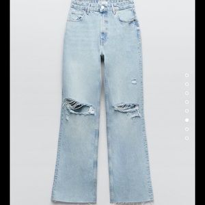 Zara ripped wide leg jeans